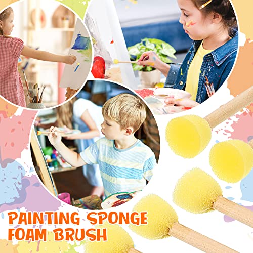 Sabary 100 Pcs Round Sponges Foam Brush Set Paint Sponge Brushes with Wooden Handle Sponge Painting Stippler Set DIY Painting Tools Stippling Kits for Arts and Crafts Acrylic(0.6 Inch) - size: 0.6 Inch
