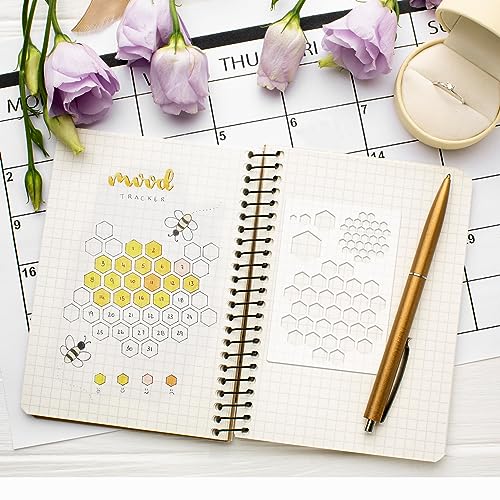 16 Pieces Journal Stencils for Dotted Journals Supplies, Happy Planner Stencils for Journaling DIY Drawing Templates Accessories Kit for Notebook Cards Scrapbook (16 Journal) - style: 16 journal