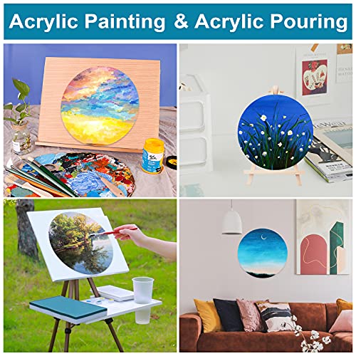 NBEADS 12 Pcs Round Painting Canvas Panels, 5.9x5.9inch Blank Canvas Drawing Boards for Oil & Acrylic Painting Students Artist Hobby Painters and Beginners, 5.9inch in Diameter - size: L.W: 5.9"×5.9"/Thi: 0.1"-Round
