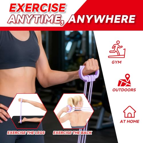 6 Gear Adjustable Resistance Bands, Fitness Resistance Bands Exercise Bands with Comfort Grips, Unisex, for Arms, Chest Extender, Home Workout, Fitness, Pilates - color: Purple