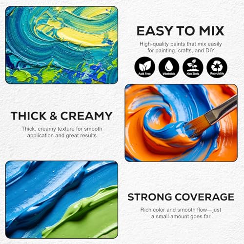 Acrylic Paint Set, 36 Colors, 4 oz/120ml Bottles | Rich Pigments, Water Proof, For Artists, Beginners and Kids, Canvas Rocks Wood Ceramic Fabric - color: 120ml 36 Colors