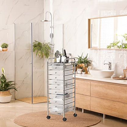 Simple Houseware 10 Drawers Rolling Utility Cart Organizer, Chrome - color: Chrome, size: 10 Drawers