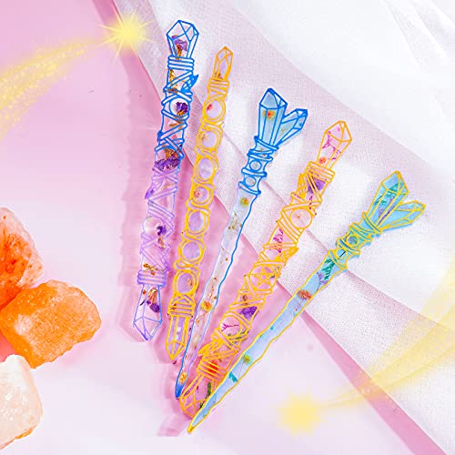 NiArt Fairy Wand Epoxy Resin Mold, Crystal Hairpin Silicone Mold DIY Kit | 6-Cavity Reusable Translucent Design, Smooth Release, for Bookmarks, Cosplay Props & Party Gifts, Heat Resistant - style: Magic Wands