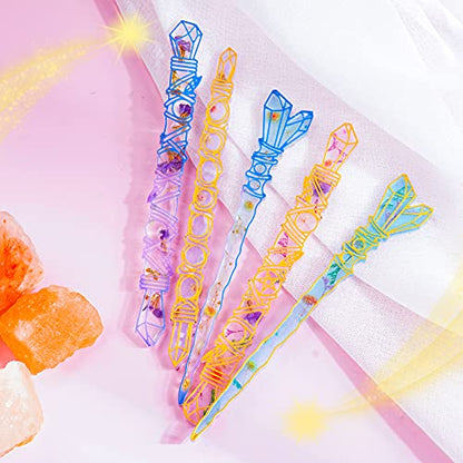 NiArt Fairy Wand Epoxy Resin Mold, Crystal Hairpin Silicone Mold DIY Kit | 6-Cavity Reusable Translucent Design, Smooth Release, for Bookmarks, Cosplay Props & Party Gifts, Heat Resistant - style: Magic Wands