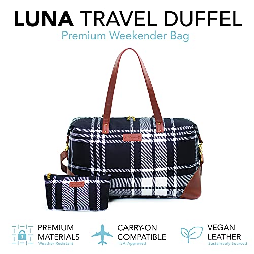 Jadyn Luna Women's Weekender Bag and Travel Duffel, Large 37 Liter Capacity - color: Plaid, size: Large