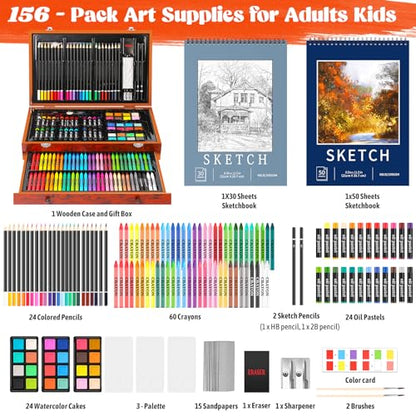 Hapikalor 156-Pack Art Kit Drawing Set with 2 Sketch Book, Crayons, Colored Pencils, Arts and Crafts Art Supplies | Crayons, Arts and Crafts Art Supplies