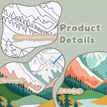 Anseal 12 Packs Pre Drawn Canvas to Paint, 4" X 4" Landscape Pre-Printed Canvas Paint Party for Adult, Stretched Outline Painting Boards for Beginners, Party Favor - style: Landscape