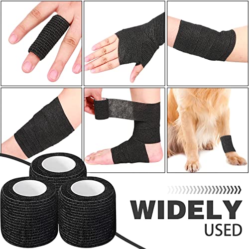 Treela 128 Pack 2" X 5 Yards Self Adhesive Bandage Wrap Black - color: Black, size: 2 Inch X 5 Yard (Pack of 2)