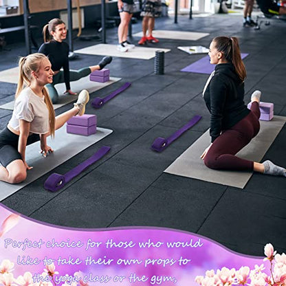 Outus 10 Sets Yoga Blocks and Straps Non-Slip EVA Foam Blocks with Metal D Ring Straps for Gym Exercise and Workout
