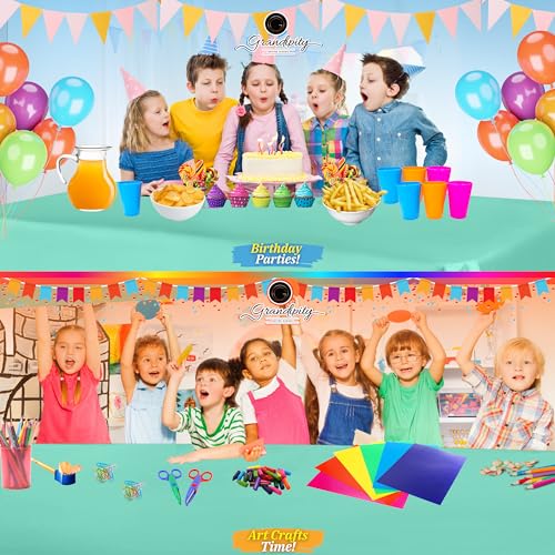 Plastic Table Cloth Disposable 12 Pack 54” x 108” Rectangle | Aqua Plastic table covers, durable disposable tablecloths, fade and tear-resistent table cover for party, event - color: Aqua, size: 54in. x 108in. Rectangle