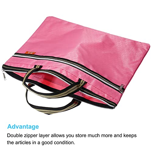 PATIKIL Waterproof Zipper File Bag, Documents Books Tools Storage Zip Pouch for Office Travel, Pink - color: Pink