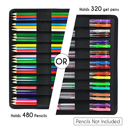 YOUSHARES Big Capacity Colored Pencil Case - 480 Slots large Pen Case Organizer with Multilayer Holder for Prismacolor Colored Pencils & Gel Pen (Green) - color: Green