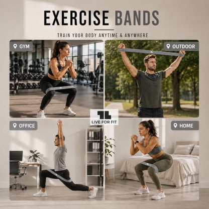 Exercise Resistance Loop Bands with Instruction Guide and Carry Bag, Set of 5 - color: Gray/Black