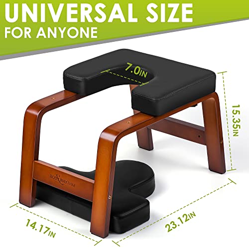 BODY RHYTHM Yoga Headstand Bench, Yoga Inversion Chair, Headstand Trainer for Relieve Stress, Improve Sleep & Digestion and Strength Training, Ideal for Home Workout, Fitness and Gym - color: Chocolate Black