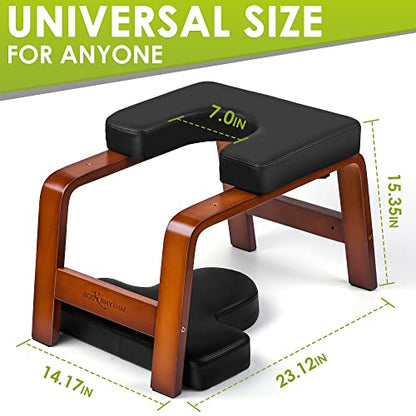 BODY RHYTHM Yoga Headstand Bench, Yoga Inversion Chair, Headstand Trainer for Relieve Stress, Improve Sleep & Digestion and Strength Training, Ideal for Home Workout, Fitness and Gym - color: Chocolate Black