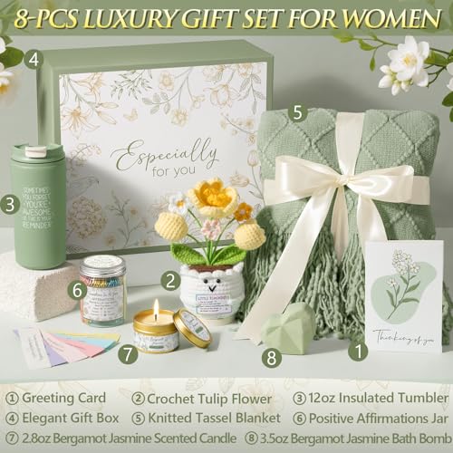 Birthday Gifts for Women Mom Get Well Soon Gift Baskets Self Care Package - color: Sage Green-bergamot Jasmine
