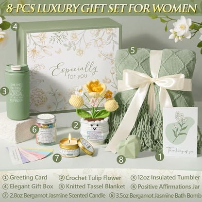 Birthday Gifts for Women Mom Get Well Soon Gift Baskets Self Care Package - color: Sage Green-bergamot Jasmine