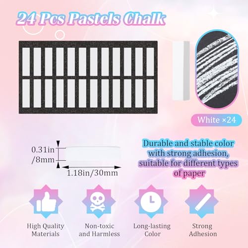Watersay 24 Pcs Soft Pastel Drawing Chalk Set Square Sketch Chalk Non-toxic Artist Pastel Sticks for Professional Artists and Art Lovers(30 x 8 x 8 mm,White Color) - color: White Color, size: 1 Count (Pack of 24)