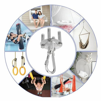 Heavy Duty Swing Hangers Kit with Screws – Stainless Steel Ceiling Mount for Hammock, Yoga Swing, Boxing Bag, Leak-Proof Design with Concrete Anchors