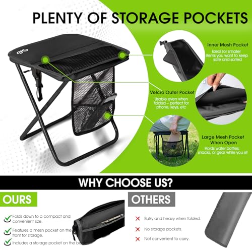 CAMDOOR Portable Folding Stool 16 Inch Collapsible Stool for Adults 400 lbs