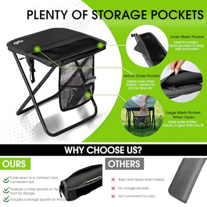CAMDOOR Portable Folding Stool 16 Inch Collapsible Stool for Adults 400 lbs