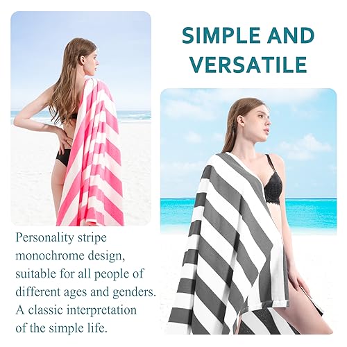 Genovega 6 Packs Oversized 72X40 Inch Stripe Beach Towel Thin Terry Set Extra Large XL Big Clearance Towels Soft Swim Pool Travel Accessories Essentials Camping Adults Men Women Gift Grey - color: Grey, size: 72.00" X 40.00"