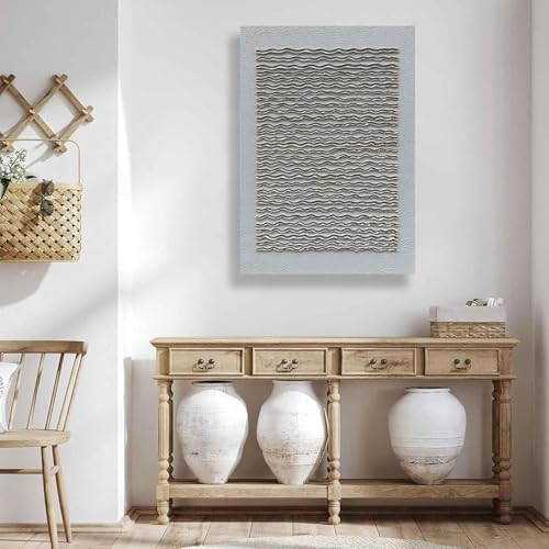 NANKAI Art White Texture Abstract Art Oil Painting Modern Minimalism Art Home Office Wall Deco Art 40x28 inches - color: NKHB238