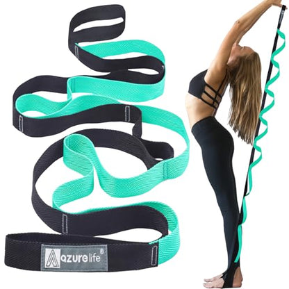 A AZURELIFE Flat Resistance Band Set (3 Pieces Total) Exercise Bands and Premium Durable Stretch Strap with Loops
