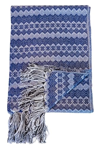 Del Mex Mexican Rebozo Shawl Blanket Doula - color: Blue/White, size: Regular (6 ft x 2.5 ft)