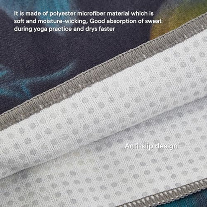 Yoga Towels, Non Slip Hot Yoga Mat Towel with Grip Dots,Super-Absorbent Soft Microfiber Yoga Blanket for Pilates, Fitness and Workout 72inch x 24inch - color: New Styles Dark Flower
