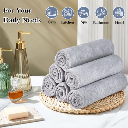 SmoothNovelty 36 Pcs Microfiber Gym Towel 16 x 28 in Bleach Proof Towels Absorbent Soft Sweat Towels Quick Dry Lightweight Towel for Hand Salon Bath Spa Hotel Pool Home Hair Care(Light Grey) - color: Grey