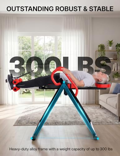 YOLEO Gravity Inversion Table for Back Pain Relief 2026 New Inversion Table | w/Lumbar Support, Easy to Assemble, Back Stretcher Machine 300 lbs - color: Red02
