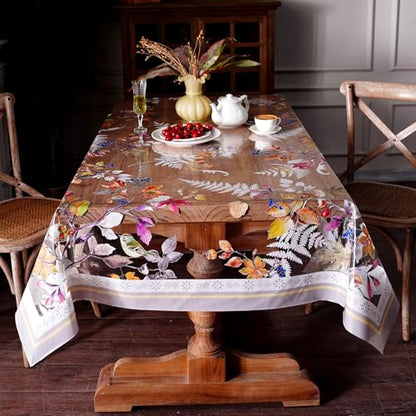 Clear Table Cover Protector Birds Vinyl Table Cloth, 60"x120" | Dining Room, Kitchen Meals, Tabletop Protection, Easy Cleanup, Brunch, Parties, Holiday Gatherings, Everyday Use - color: Birds, size: 60" x 120" (Rectangular)