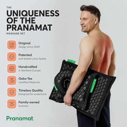 Pranamat Acupressure Large Mat and Pillow Set, Premium Acupressure Therapy for Pain Relief and Relaxation, Handcrafted in Europe with Sustainable and Natural Materials (Peach) - color: Peach