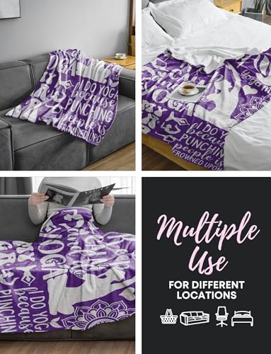 Huglanket Yoga Gifts for Women, Female, Fitness Lovers, Instructors, Soft Blanket Gift for Birthday, Christmas, Violet, 60 x 80 inches - size: 60 x 80 inches