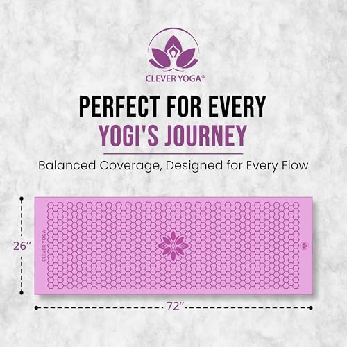 Clever Yoga Hot Yoga Mat Towel – Non-Slip Grip for Hot Yoga, Sweat Absorbent, Honeycomb Silicone Grip, Stays Flat – Ideal for Pilates, Travel, Washable & Lightweight - Lilac - color: Lilac