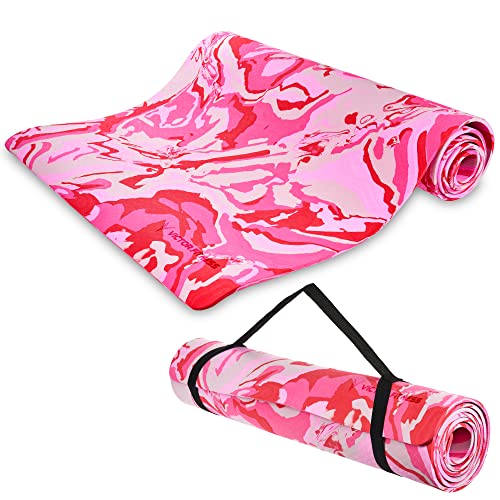 Eco Friendly Yoga Mat Made From A Premium TPE Material | That provides non-slip texture perfect for indoor and outdoor workouts. Great for hot yoga, pilates, and Bikram - color: Pink