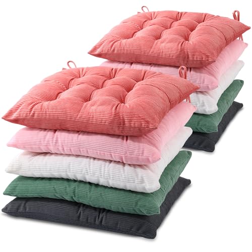 Geetery 10 Pcs Corduroy Chair Cushion with Ties Soft Square Floor Pillows Bulk Seating Cushions, 15.7'' Large Thick Meditation Sitting Mat for Yoga Tatami Classroom Nursery(Colorful) - color: Colorful