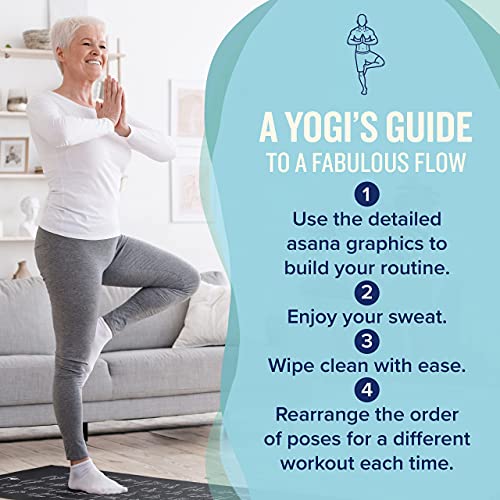 NewMe Fitness Yoga Mat for Women and Men - Large, 5mm Thick, 68 Inch Long, Non Slip Exercise Mats w/ 70 Printed Yoga Poses for Pilates, Workout and Stretching - Home and Gym Essentials - color: Purple
