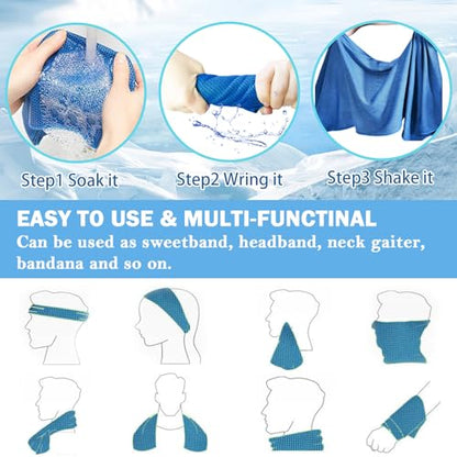 30Pack Cooling Towels Bulk Ice Microfiber Wraps for Neck and Face - color: Dark Blue