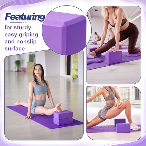 Thenshop 16 Pcs Yoga Blocks and Knee Pads Set Put Nonslip EVA Foam Yoga Blocks Bulk Less Weight on Wrists Women Men Pilates Exercise Balance Stretching Meditation for Gym Studio Gift Supplies
