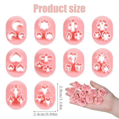 10 PCS Polymer Clay Cutters, Flower Petal Clay Cutter for Earrings Making 10 Shapes Floral Leaf Heart Moon Clay Molds DIY Jewelry Tools