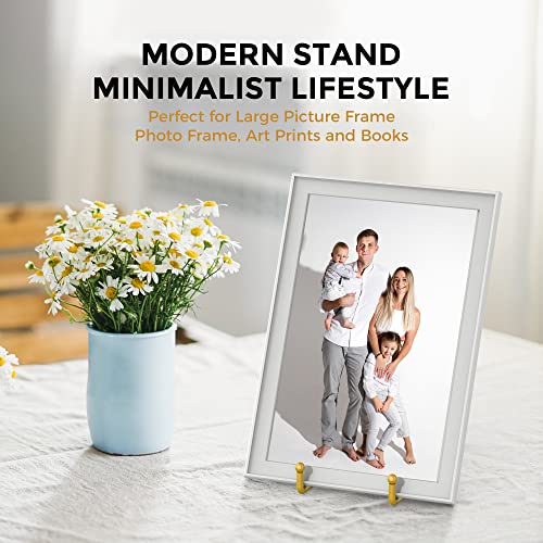TR-LIFE 8 Inch Large Plate Stands for Display - Metal Plate Holder Display Stand + Frame Holder Stand for Picture, Decorative Plate, Platter, Plaques, Book, Photo Easel Tabletop (Gold 2 Pack) - size: 8 Inch