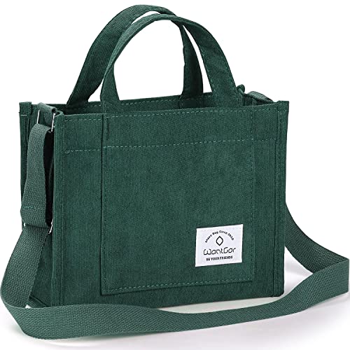WantGor Tote Bag for Women, Corduroy Crossbody Bags Shoulder Handbag - color: Green