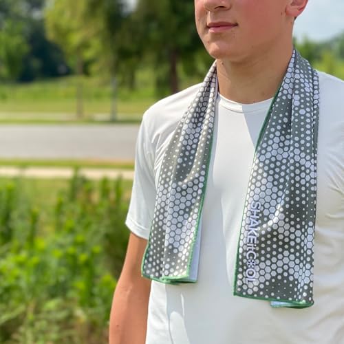 SHAKEitCOOL Extended Size Cooling Towel – Be Cool in Style - Heat Relief, Soft, Lightweight, Sun Protection, Easy Clean - Perfect for Biking, Hiking, Running, Yoga, Golf, Gardening - Green Camo M - color: Green Camo