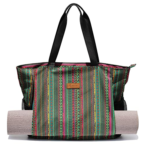 ESVAN Yoga Mat Bag Yoga Tote Carrier Shoulder Bag Carryall Tote for Office,Yoga,Pilates,Travel,Beach and Gym - color: J