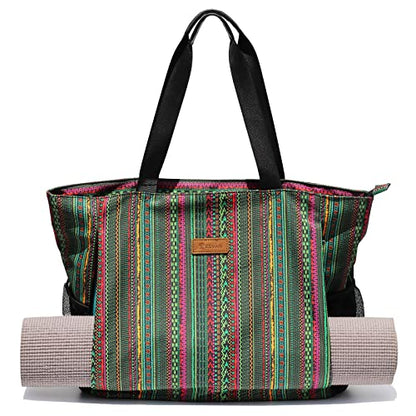 ESVAN Yoga Mat Bag Yoga Tote Carrier Shoulder Bag Carryall Tote for Office,Yoga,Pilates,Travel,Beach and Gym - color: J