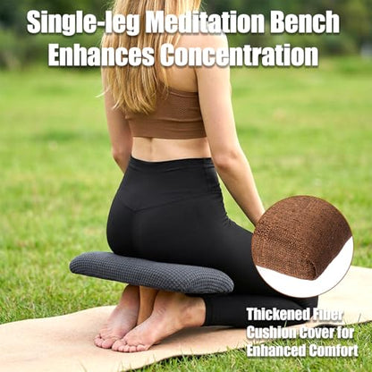 Meditation Bench Kneeling Stool Foldable Wooden Prayer Seat (Blue) - color: Blue