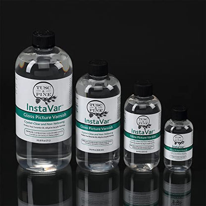 Tusc & Pine InstaVar™ Gloss Picture Varnish - Archival Quality Varnish for Oil, Alkyd, and Acrylic Artists - 8.4oz Bottle - 2 Pack - size: 8.4oz