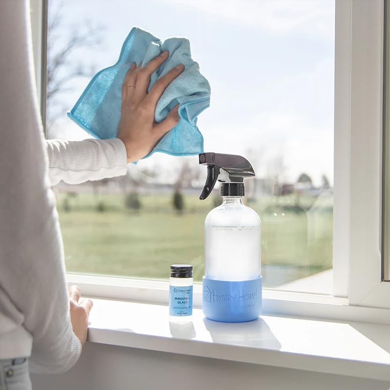 Zatural Hempy Home Starter Kit | Barefoot Approved™ | 4 Reusable Bottles + 4 Concentrates + Micro Fiber Towel | Bathroom - Floor - Multi-Surface - Window